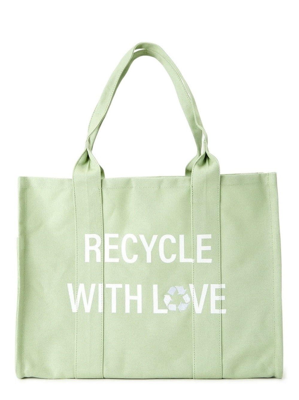 Eco-Friendly 'Recycle With Love' Light Green Tote Bag